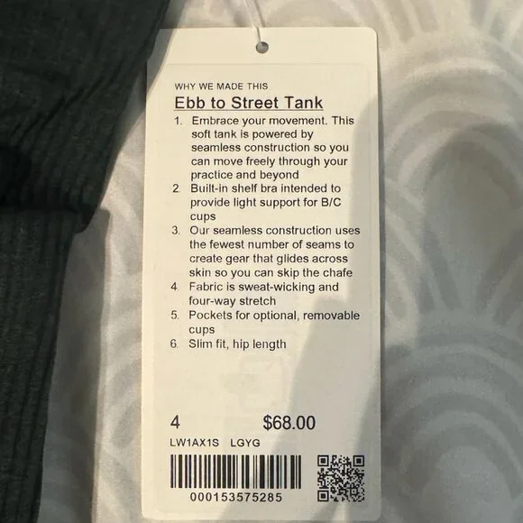 NWT Lululemon Ebb to Street Tank Top Light Support, B/C Cup - Picture 3 of 4